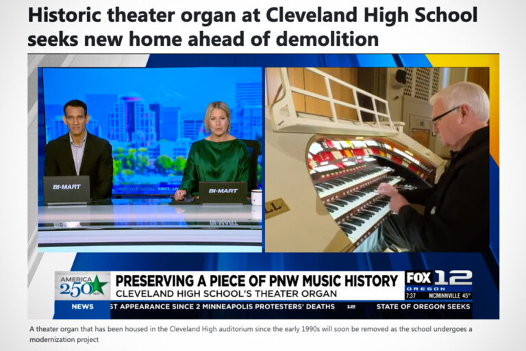 KPTV News: Historic theater organ at Cleveland High School seeks new home ahead of demolition